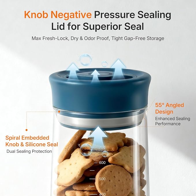 Airtight Food Jar with Blue Rotary Lid, 27oz Borosilicate Food Storage - Image 2