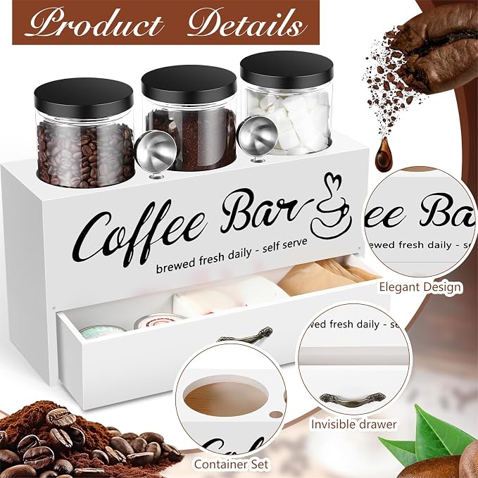 3 Pcs Coffee Bar Containers Set Include Coffee Sugar Container - Image 3