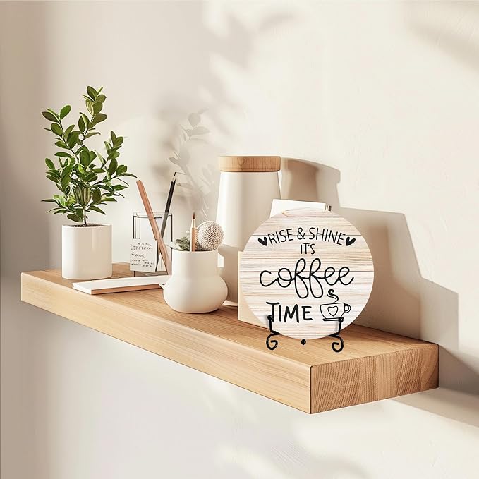 Coffee Desk Decor Sign, Farmhouse Wood Plaque, It Is Coffee Time Wood Sign - Image 6