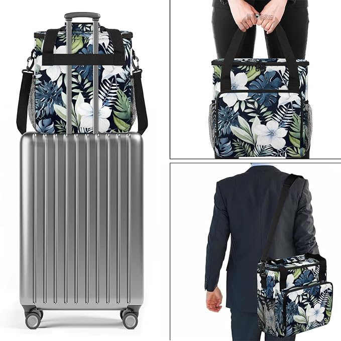 Tropical Palm Leaves Floral Coffee Maker Carring Bag, Large Insulated Storage - Image 7