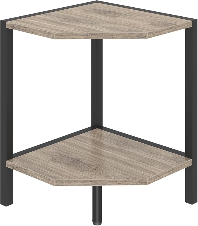 Corner Shelf Stand, 2 Tier Industrial Corner Bookshelf by Cresohom