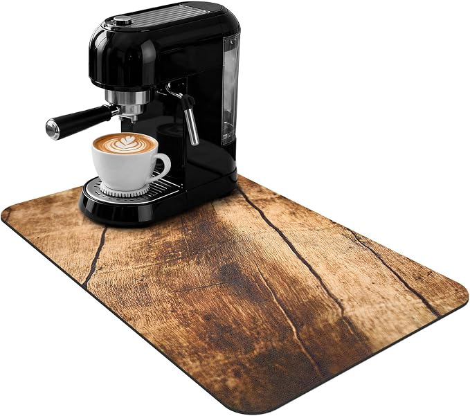 Small Coffee Mat 19x12 Inch, Wood Grain Coffee Counter Mat, Absorbent Hide by Unknown
