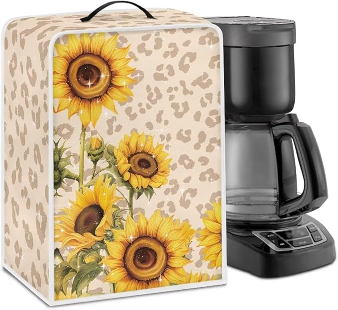 Leopard Sunflower Coffee Maker Covers, Anti Dust Covers by Kathyboom