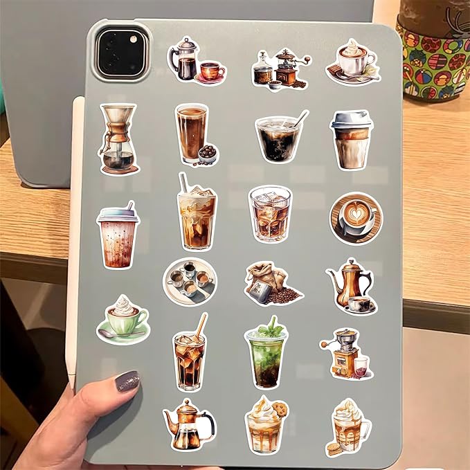 50pcs Retro Coffee Stickers for Coffee Lover Scrapbooking Journaling Junk - Image 8
