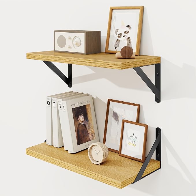Floating Shelves 8 Inch Deep, 16W x 8D Wall Shelf Set of 2, 35 lbs Heavy Duty by KovaScapeHomeDecor