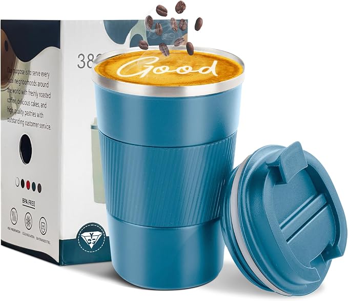 YINBAOGE Insulated Travel Coffee Mug, Spill & Leak Proof, Portable To Go by YINBAOGE