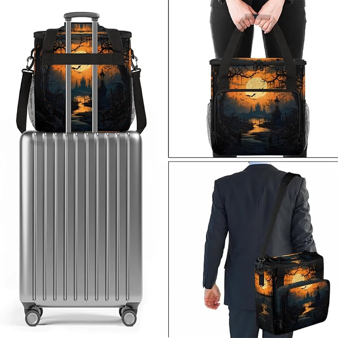 Halloween Yellow Coffee Maker Carring Bag, Large Insulated Storage Organizer - Image 7