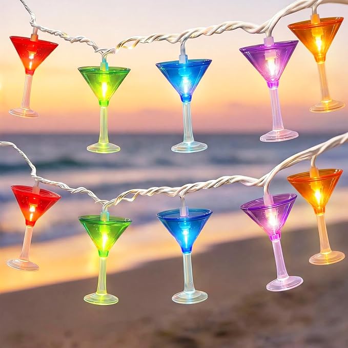 Multicolor Cocktail String Lights, 8.5Ft Cocktail Plug in Outdoor Party Lights by Doratale