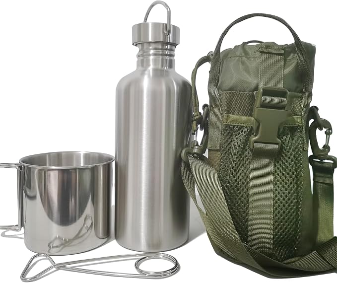 Survivor 3-in-1 Outdoor Canteen - 42oz Single Wall Water Bottle by Unknown