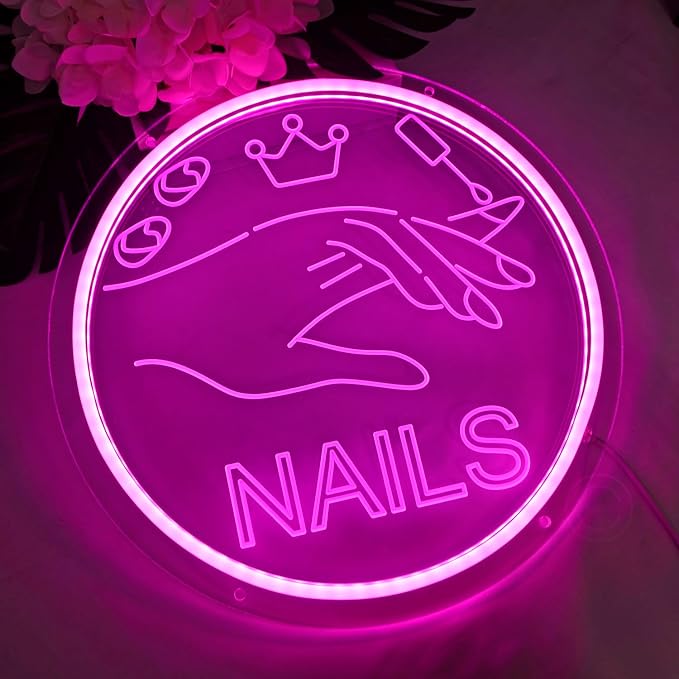 Britrio Nails Neon Sign Light Pink Nails Spa Beauty Salon Studio LED Wall Art - Image 4