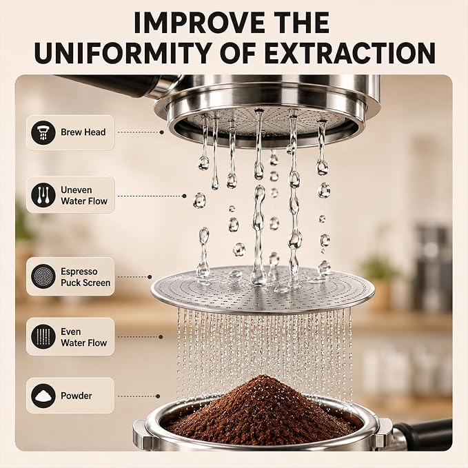 2pack Espresso Puck Screen, 51mm Puck Screen Compatible - Image 3