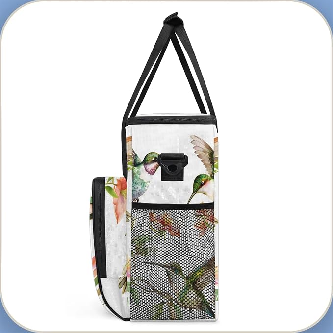 Hummingbird Fower Bird Coffee Maker Carring Bag, Large Insulated Storage - Image 4