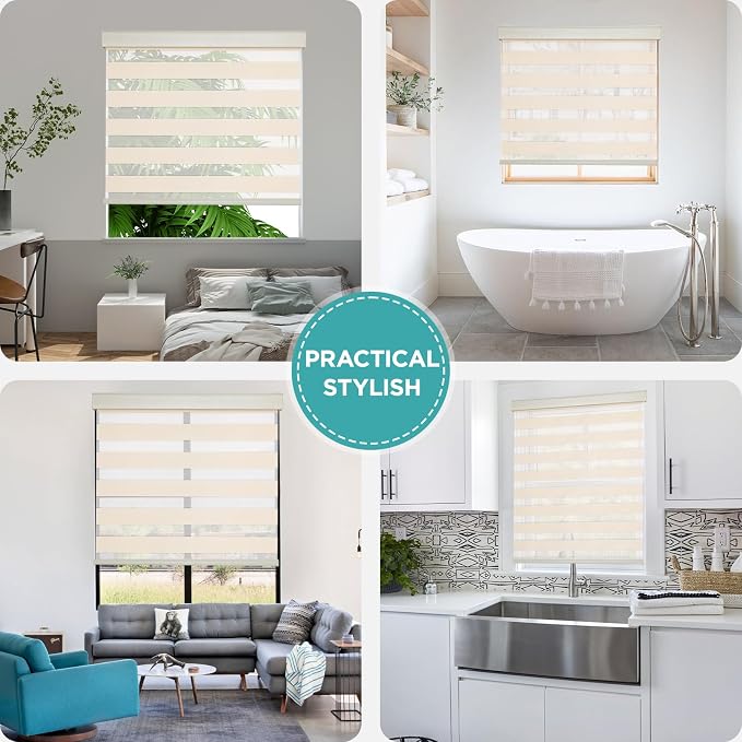 Joydeco Cordless Zebra Blinds for Windows, Dual Layer Light Control Window - Image 7