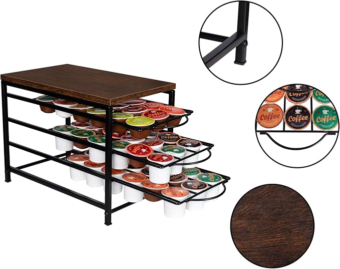 Coffee Pod Drawer Holder for K cup, 3tier Coffee Pod Drawer Organizer, No - Image 3