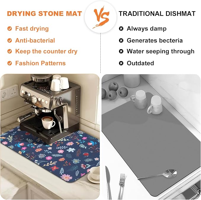 LOKHOM Dish Drying Mat for Kitchen Counter, Coffee Pot, Dining Room Decoration - Image 6