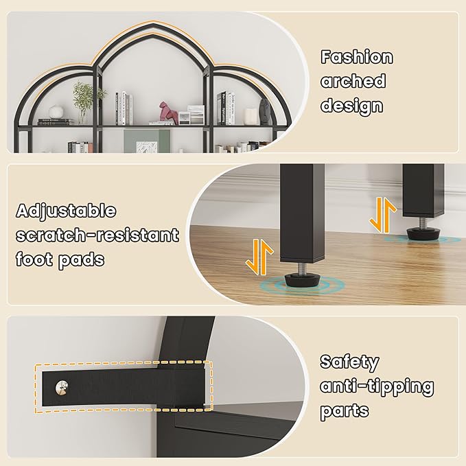85.8" Tall Arched Bookshelf - Image 5
