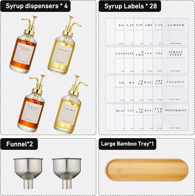 Coffee Syrup Dispenser for Coffee Bar, Coffee Syrup Pump Dispenser, Glass Syrup - Image 5