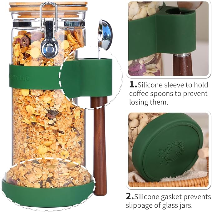 KKC 1.5-Quart Large Glass Nuts Storage Container, Airtight Food Storage Jar - Image 5