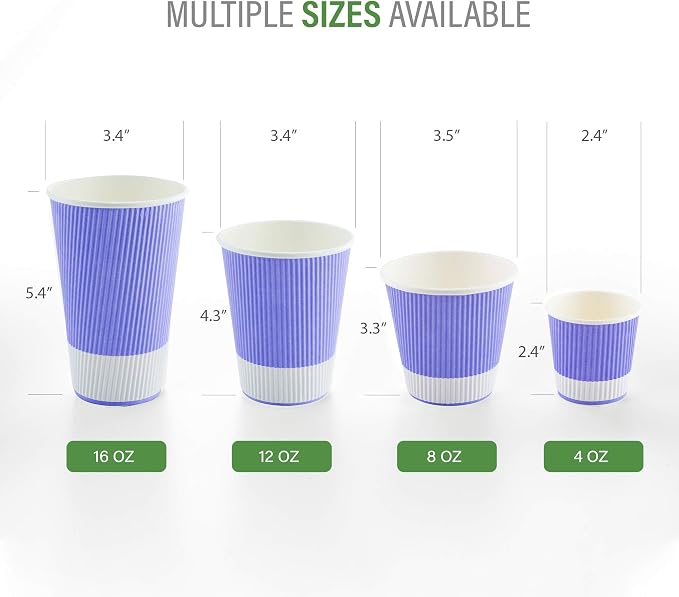 Restaurantware Ripple Wall Coffee Cups 25 Count 8 Ounce Insulated Light Purple - Image 3