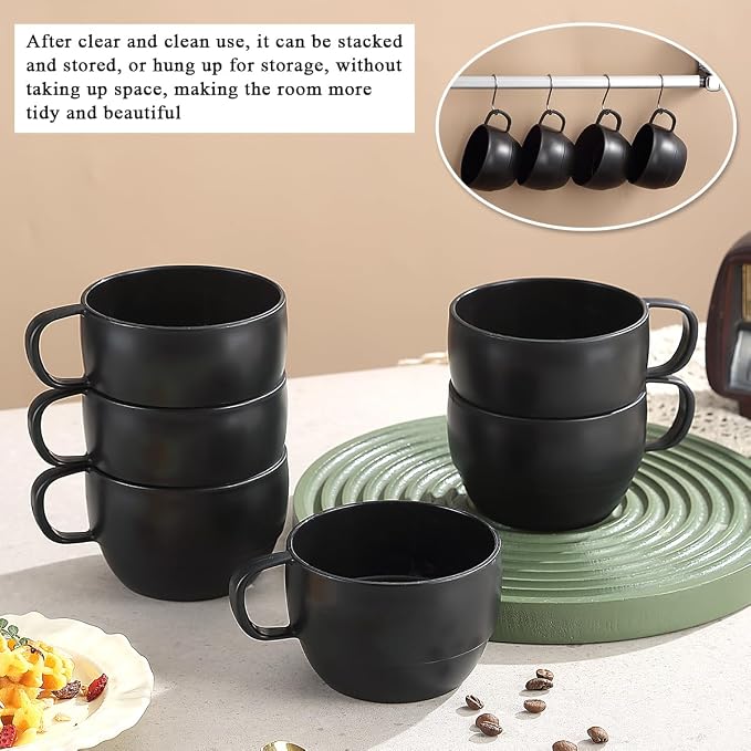 Coffee Mugs Set of 6, Coffee Cups 12oz, Durable Light Weight Plastic Mugs - Image 6