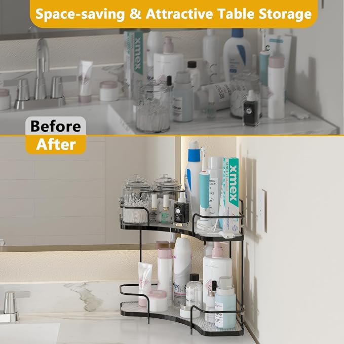 FOLLOWIN 2 Tier Countertop Corner Organizer, Corner Shelf - Image 4