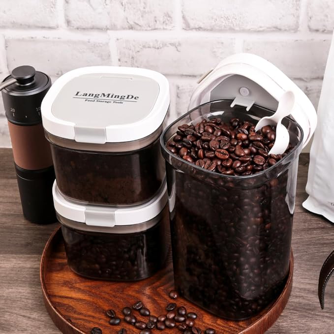 LANGMINGDE 3 Piece Airtight Kitchen Storage Canisters Set, Coffee and Dry Food - Image 4