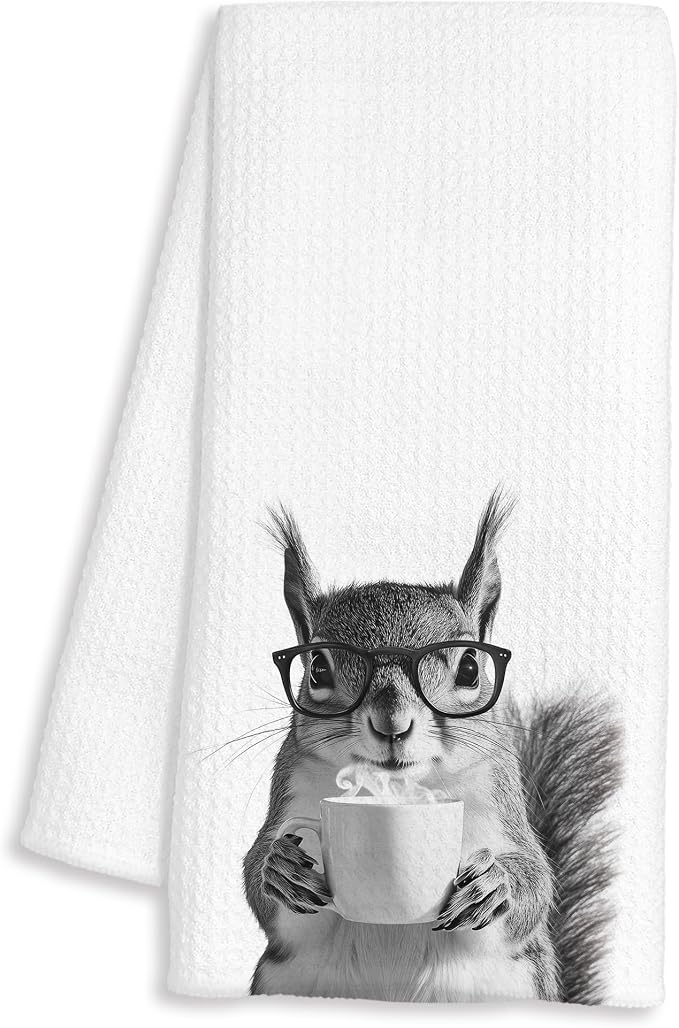 Funny Squirrel Coffee Kitchen Towels, Gifts by Unknown