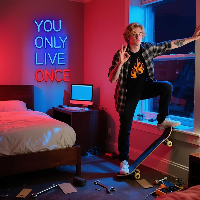 You Only Live Once Neon Sign for Wall Decor Dimmable Inspirational Led Sign for - Image 6