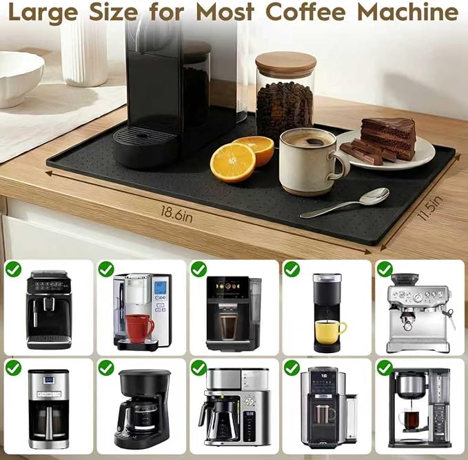 Coffee Mat with Raised Edges, 11.5”x18.6” Silicone Bar Mats - Image 2