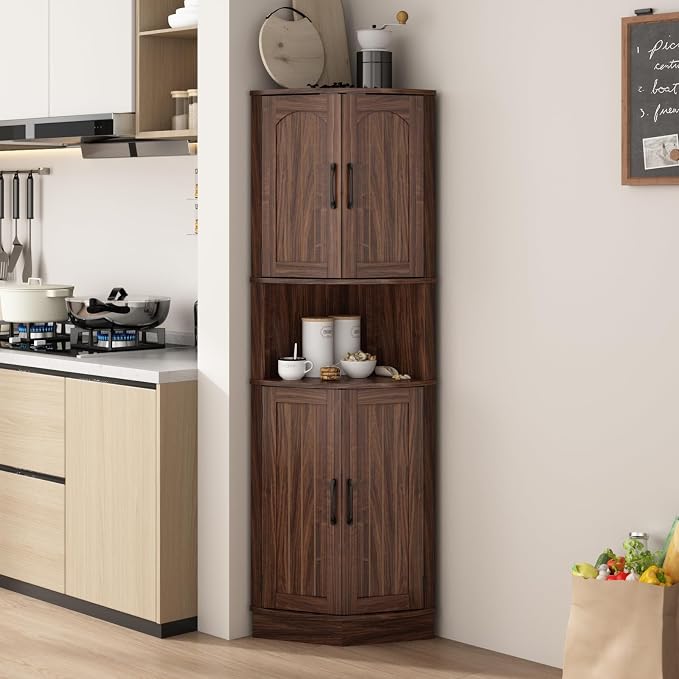 HOKYHOKY Tall Corner Cabinet, 64.7" Corner Storage Cabinet - Image 4