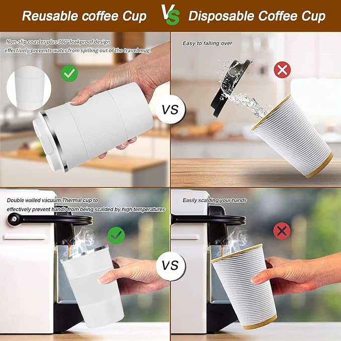 YINBAOGE Insulated Travel Coffee Mug, Spill & Leak Proof, Portable To Go - Image 5