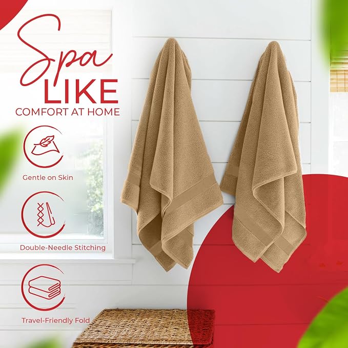 RIVERSIDE Medium Bath Towel Set of 4, 24x48 Inches – 100% Ring-Spun Cotton Bath - Image 5