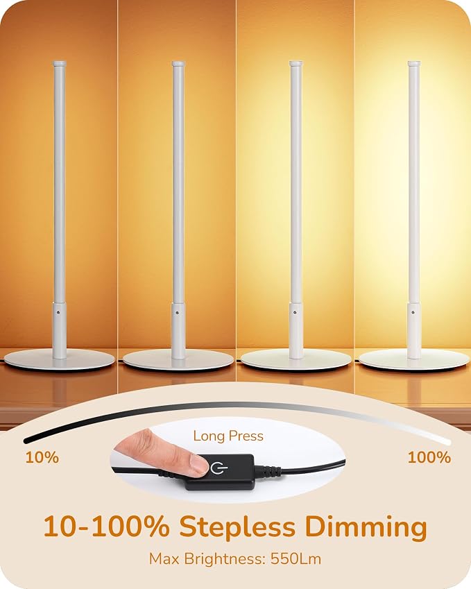EDISHINE LED Table Lamp, Dimmable Bedside Lamp, 3 Color Temperature, Power Cord - Image 4
