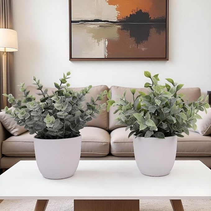 Artificial Plants Decoration Norfolk Potted Faux Fake Eucalyptus mini Cute sage - Image 8