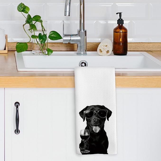 Funny Labrador Wine Bar Kitchen Dish Towels, Labrador Gifts - Image 3