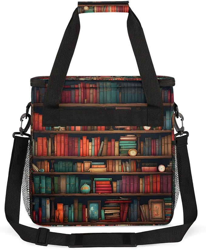 Bookshelf Coffee Maker Carring Bag, Large Insulated Storage Organizer Case Tote - Image 5