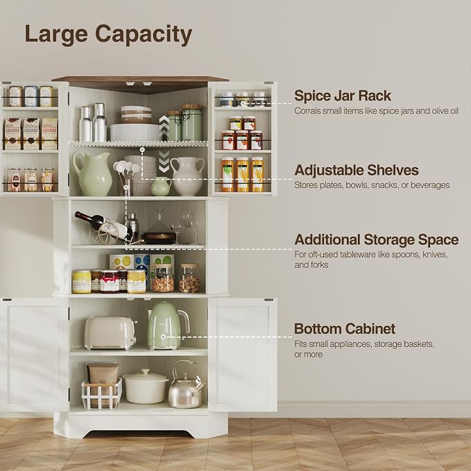Befrases Corner Cabinet, 6-Tier Corner Food Pantry Hutch - Image 4