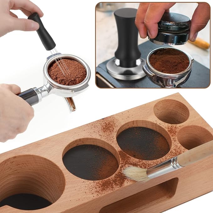 Roowest 5 Pack 54 mm Espresso Accessories Kit Wooden Tamper Station Coffee - Image 3