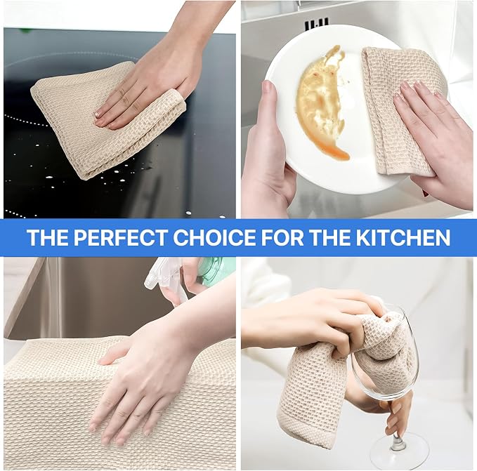 100% Cotton Waffle Weave Kitchen Towels, 6 Pack Dish Cloths - Image 4