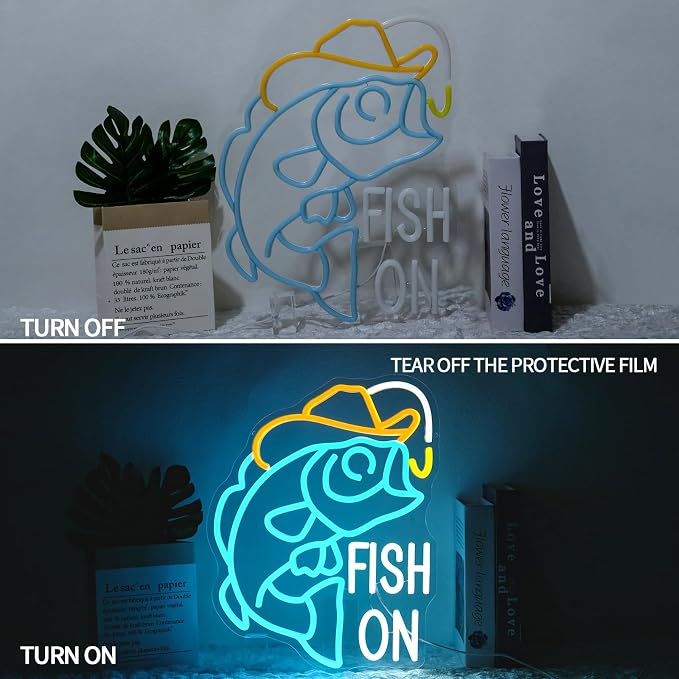 Fish On Neon Sign Dimmable Go Fishing Neon Light Sign - Image 5
