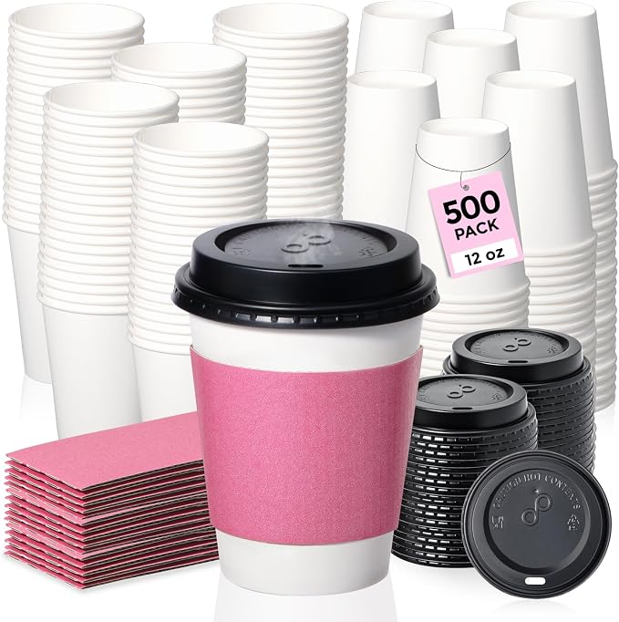 Fit Meal Prep 500 Pack 12 oz Disposable Coffee Cups by FMPBRANDS