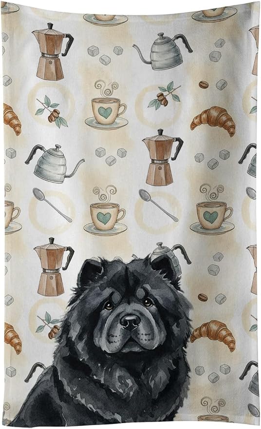 Caroline's Treasures Black Chow Chow Coffee Bar Kitchen Towel Velour Plush by CarolinesTreasures
