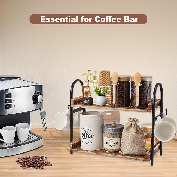 BDBDYEAY Coffee Bar Accessories, 2-Tier Coffee Bar Organizer - Image 3