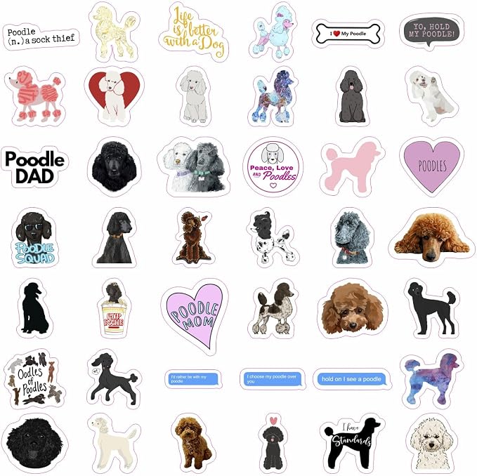 100Pcs Poodle Stickers for Water Bottle and Laptop - Image 3