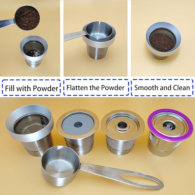 Reusable K Cup Refill Kit, 304 Stainless Steel 30ML Coffee Scoop & Aluminum - Image 2