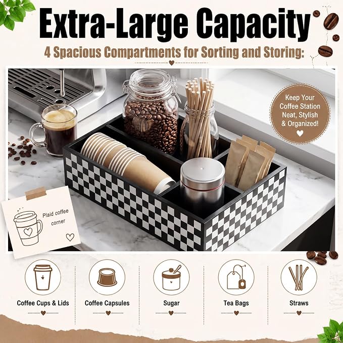 Checkered Coffee Station Organizer Pods Holder - Image 3