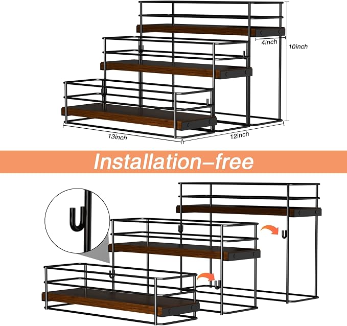 12 Bottle Coffee Syrup Organizer Rack, 3-Tier Syrup Holder Stand - Image 3