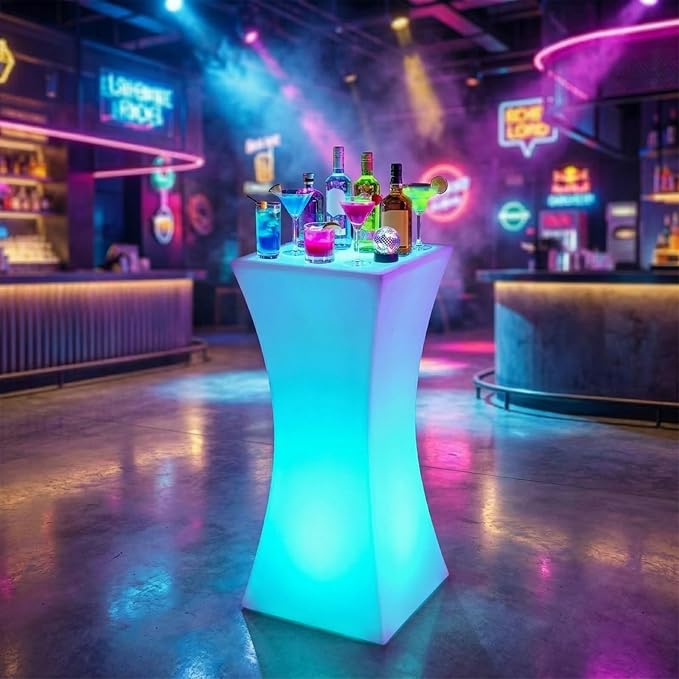 CECER 18" LED Cocktail Table, Rechargeable Light Up Furniture by CECER