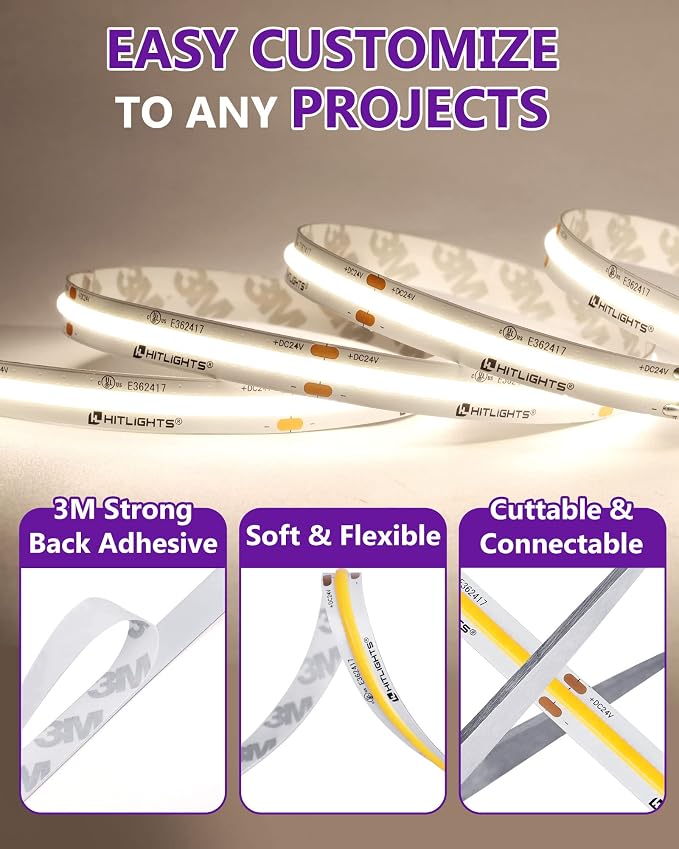 HitLights COB LED Strip Lights Neutral White 4000K, 16.4ft Premium High Density - Image 8
