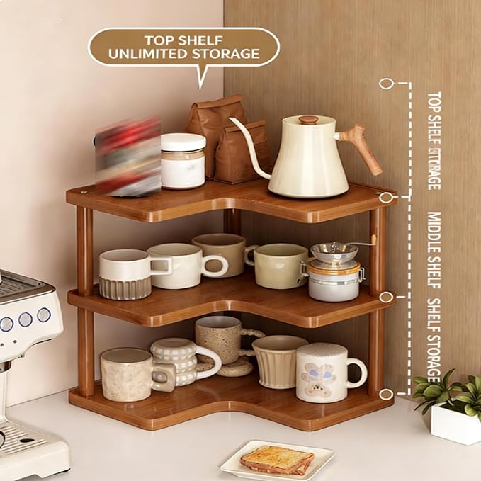 Corner Mug Organizer, Coffee Mug Display Rack, Mug Holder Countertop, Kitchen - Image 3